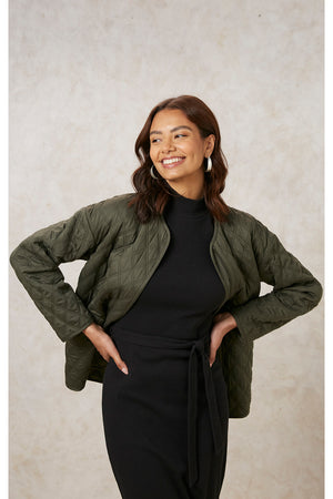 Hollie Quilted Jacket in Khaki M-XL