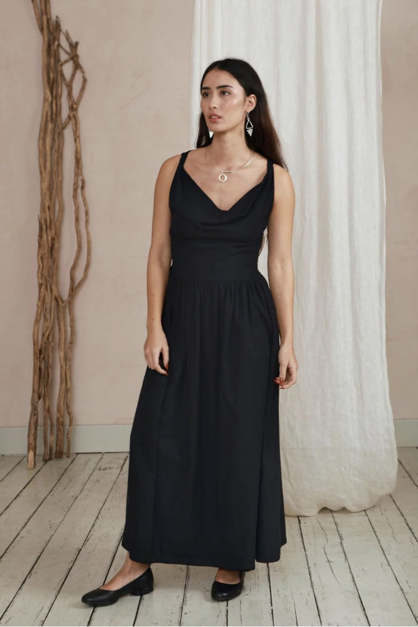 Celia Cowl Neck Dress - black - Indilisi