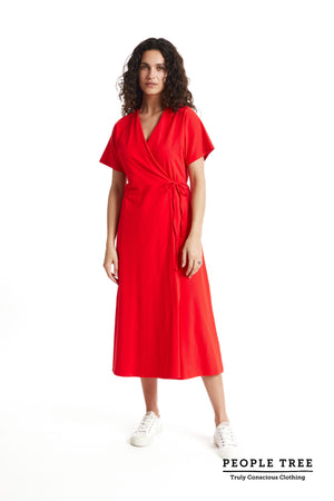 Leora Wrap Dress in Red