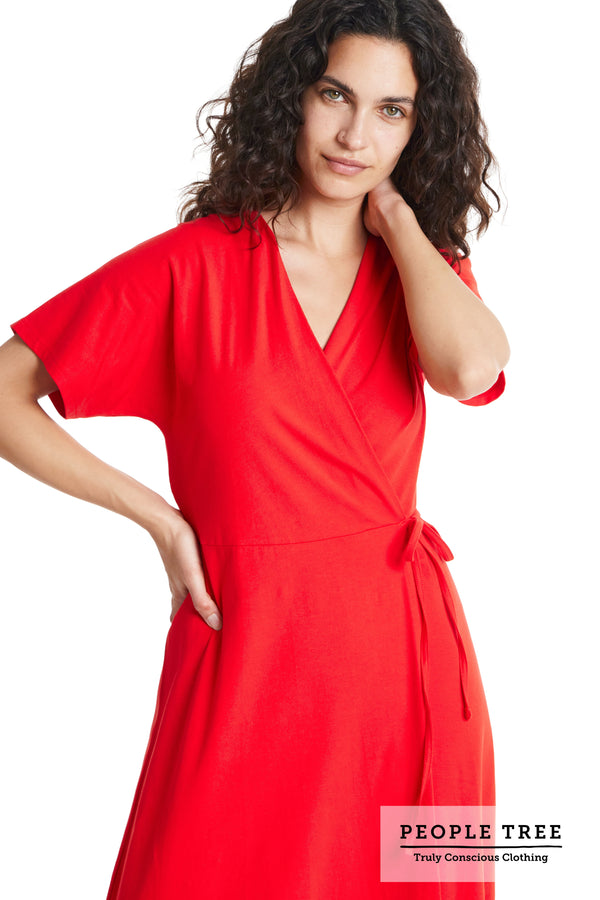 Leora Wrap Dress in Red