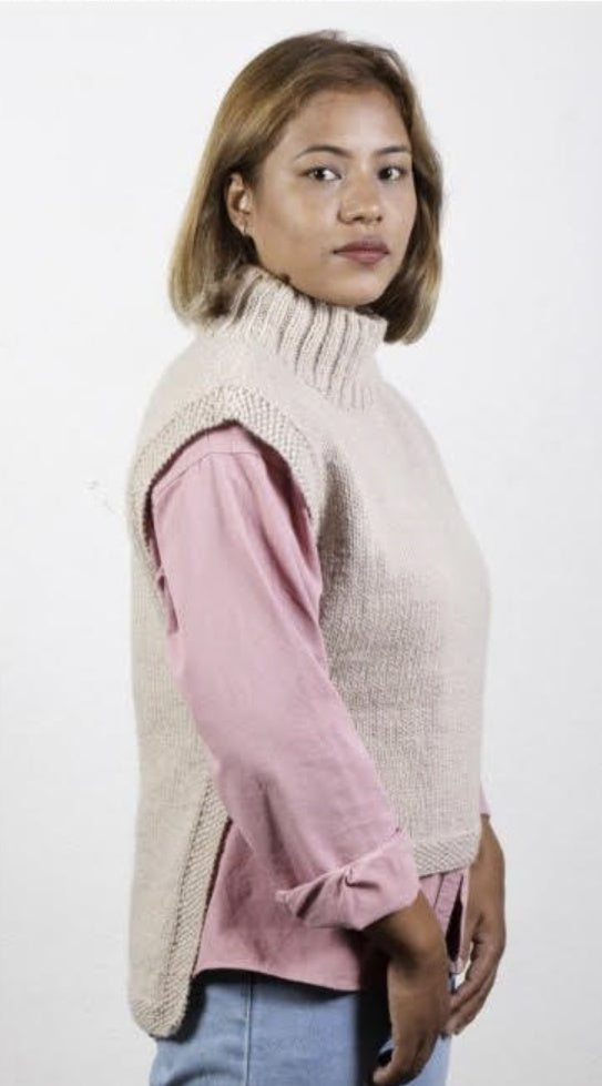 Hand-Knitted Wool Vest, white