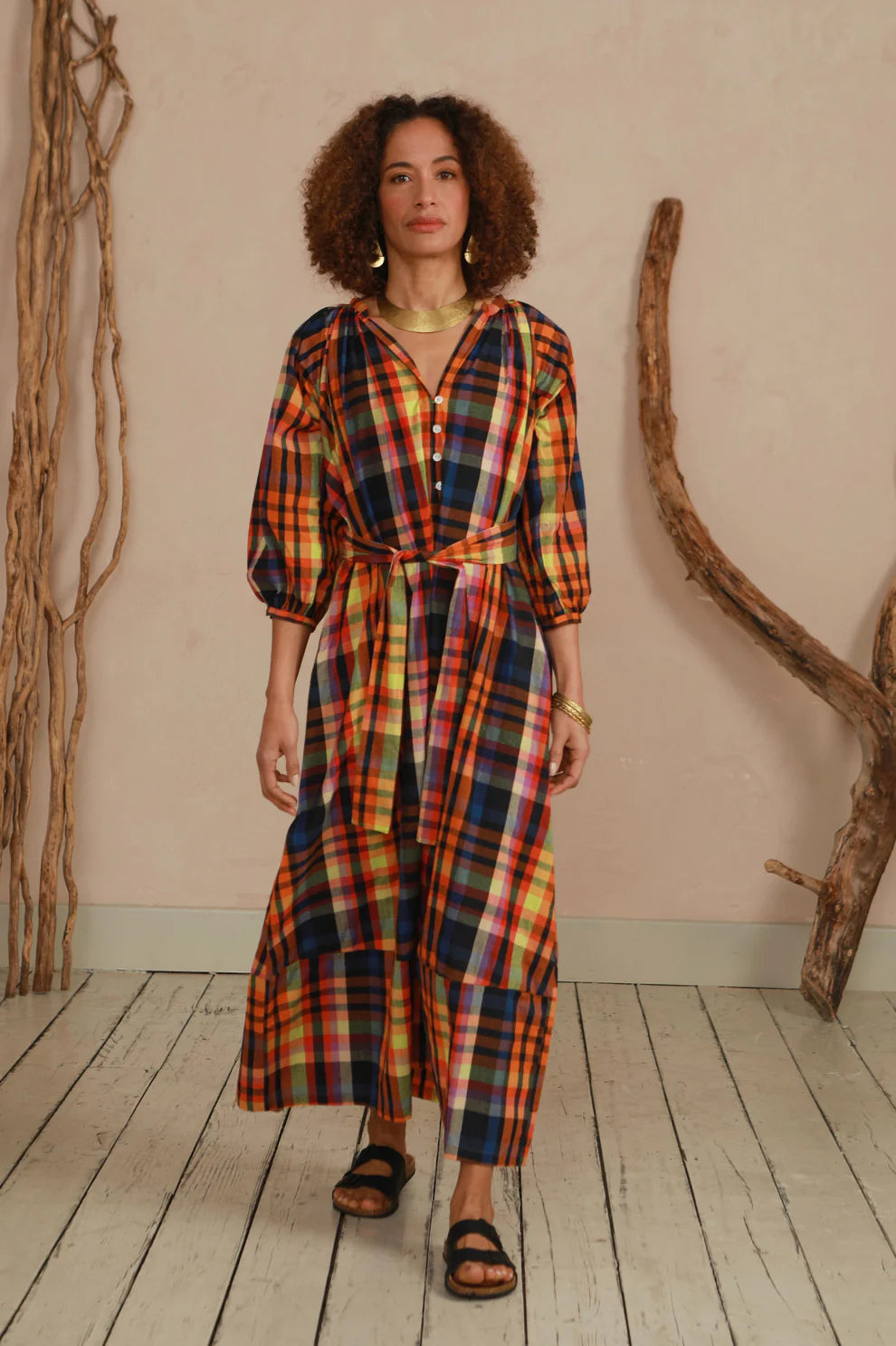 Safari Dress, Multi Colour Check S/M
