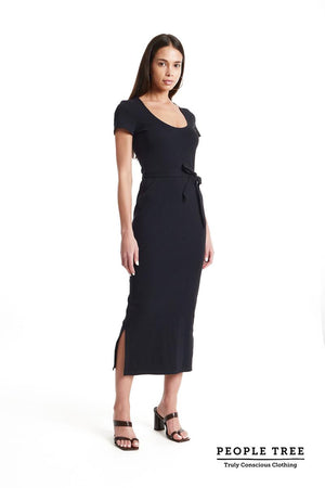 Corrie Rib Dress in Black XS-M