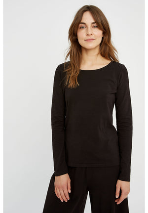 Fallon Long Sleeve Top, XS in Black