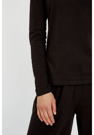 Fallon Long Sleeve Top, XS in Black