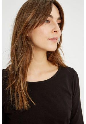 Fallon Long Sleeve Top, XS in Black