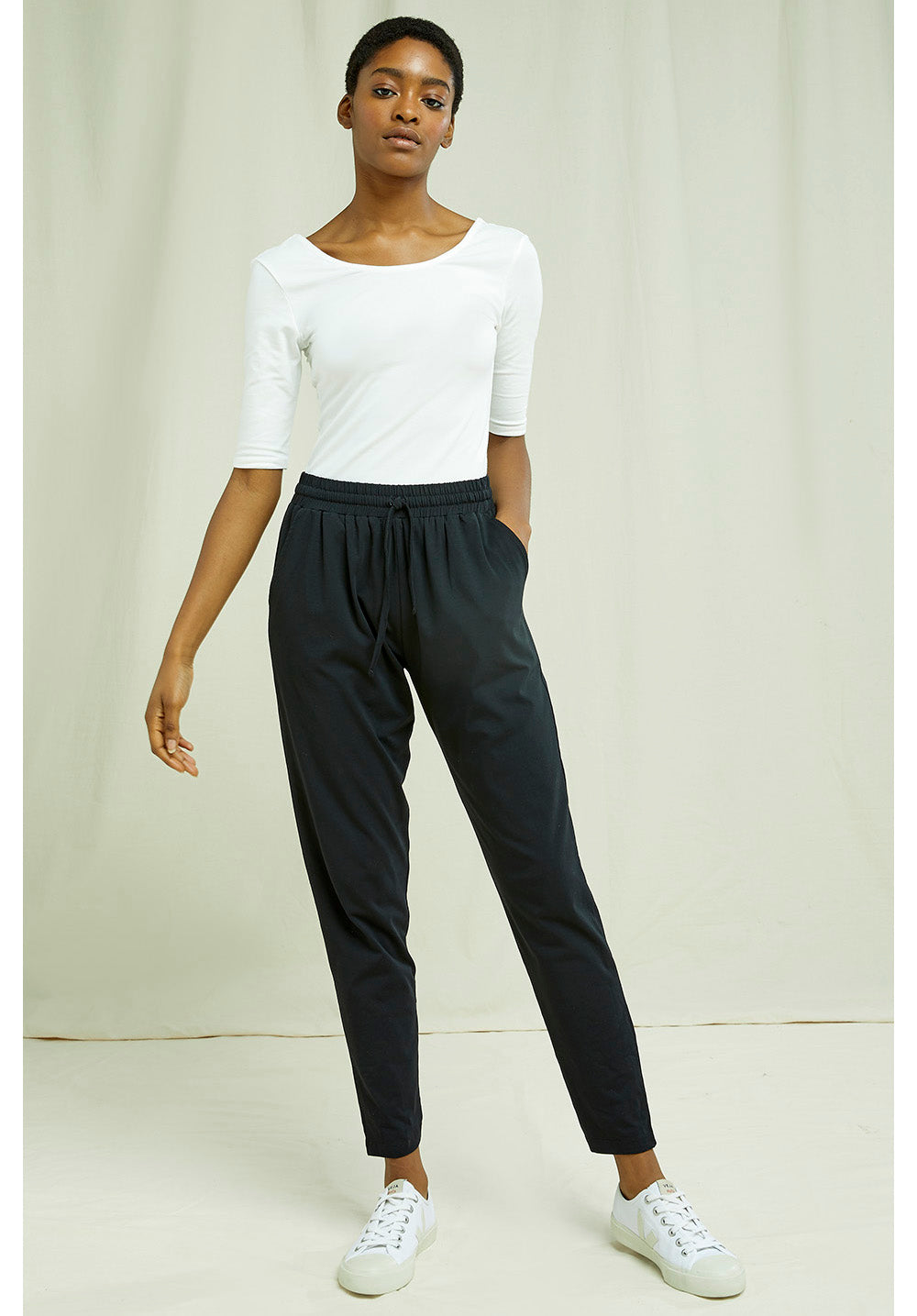 Sasha Trousers in Black - People Tree - FAIRFI