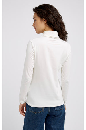 Laila Roll Neck Top in White