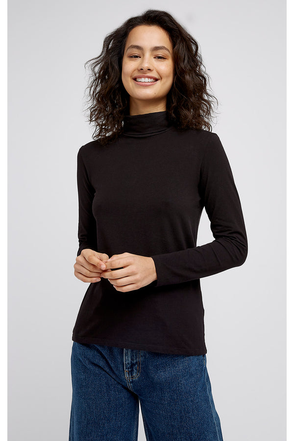 Laila Roll Neck Top in Black