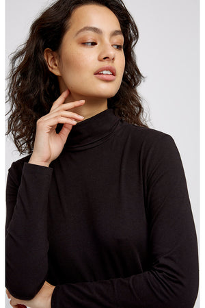 Laila Roll Neck Top in Black