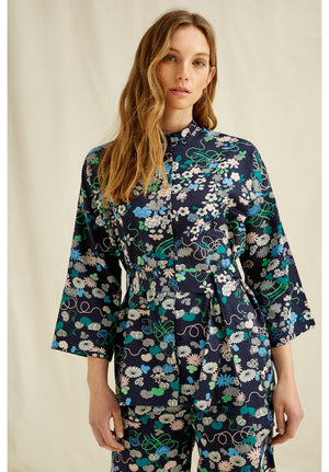 Floral Print Shirt Jacket, M