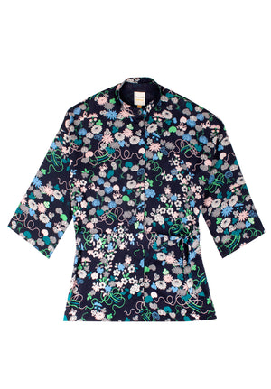 Floral Print Shirt Jacket, M