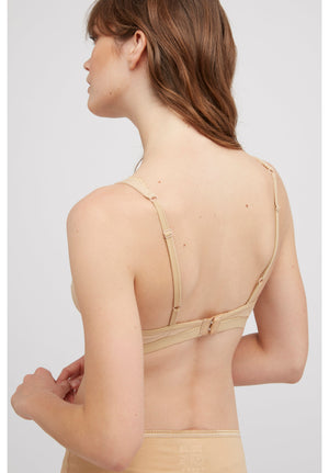 Lace Trim Triangle Bra / Beige