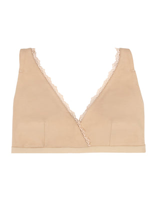 Lace Trim Triangle Bra Beige XS, L