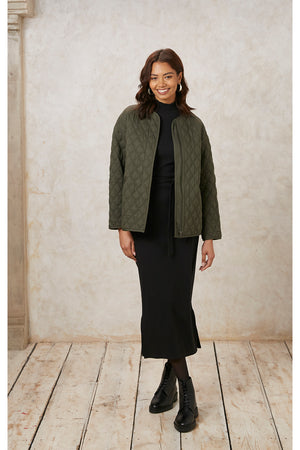 Hollie Quilted Jacket in Khaki, M