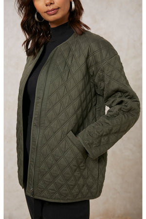Hollie Quilted Jacket in Khaki, M
